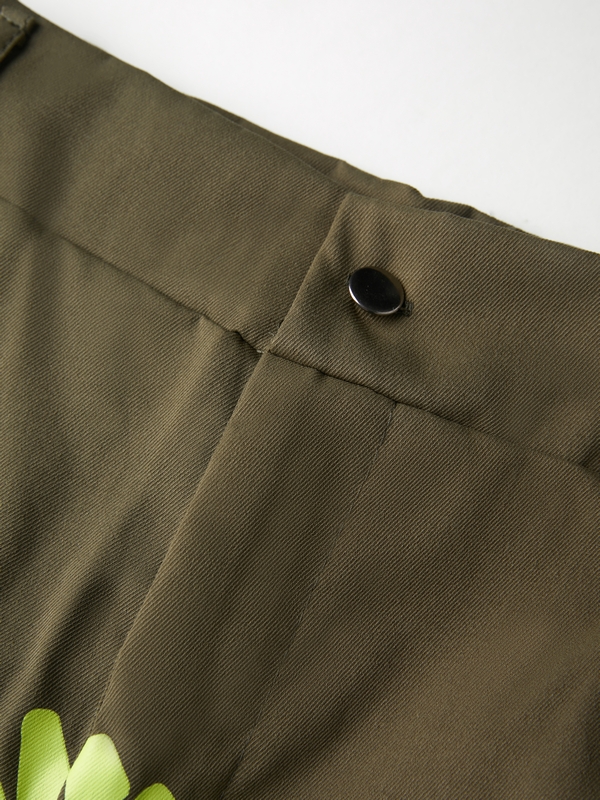 Pantalones anchos con cordón y múltiples bolsillos con estampado de letras para hombre-5